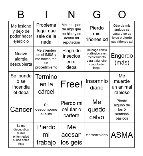 Fer xd Bingo Card