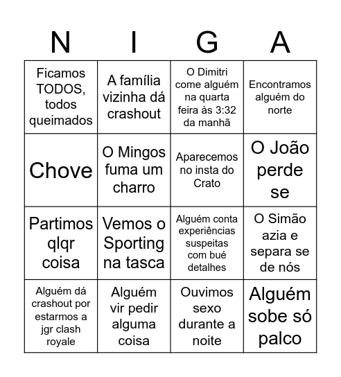 Bingo do crato Bingo Card