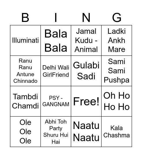Demo Musical Tambola Bingo Card