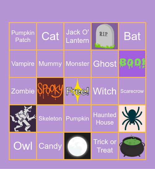 Kids Halloween Bingo Card