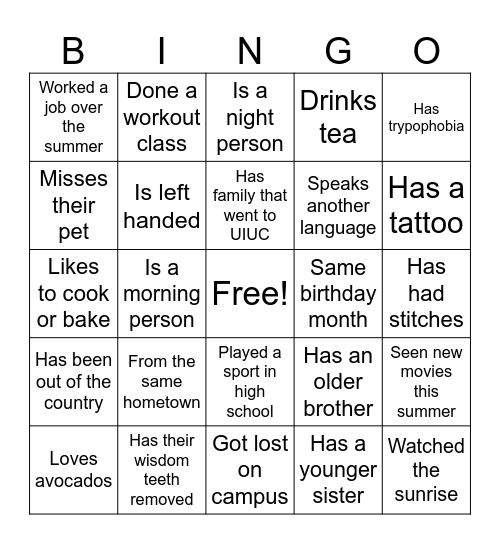 LAS 101 Bingo Card