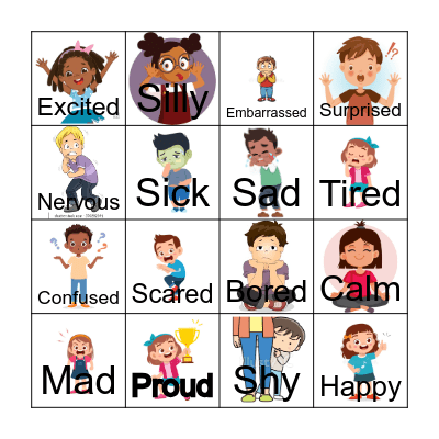 Emotions Pre-K Bingo Card