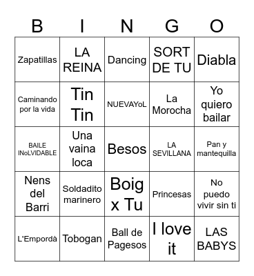 Bingo Musical Bingo Card