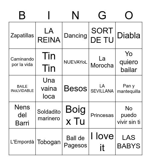 Bingo Musical Bingo Card