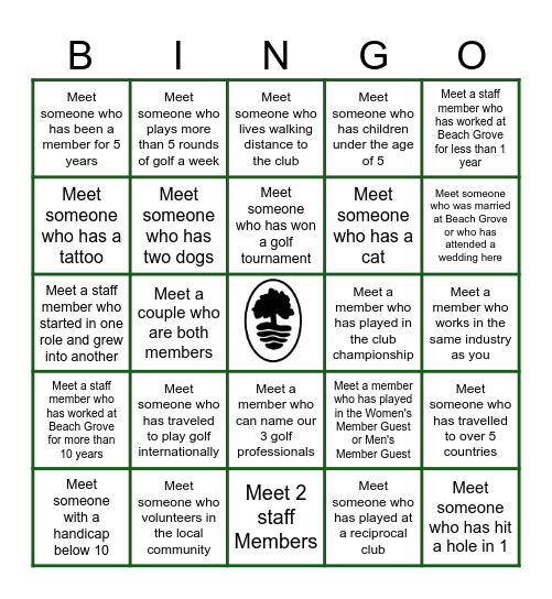 BGGC New Member Mixer Bingo Card