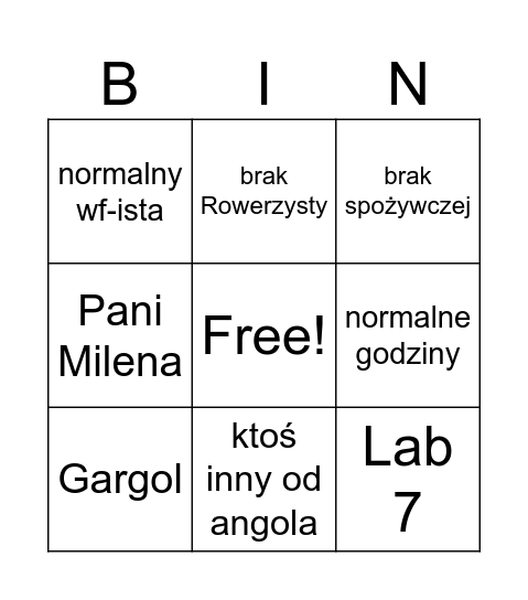 rok szkolny 2025/2026 Bingo Card
