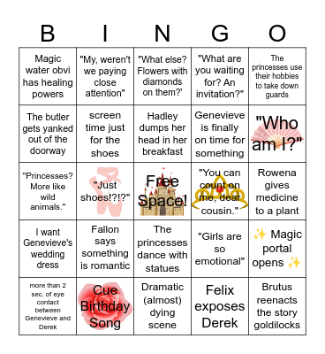 Barbie in the 12 dancing princesses Bingo Card