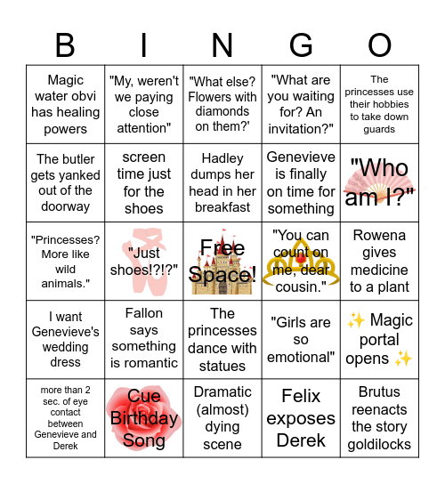 Barbie in the 12 dancing princesses Bingo Card