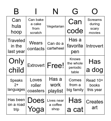 Ice Breaker Bingo Card