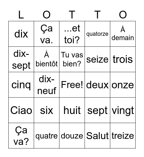 Edito A Unité 0- Bienvenue Bingo Card