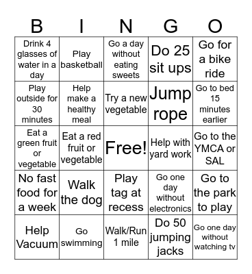 Wellness Bingo Card