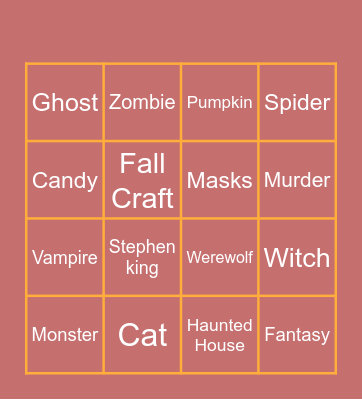 Adult Halloween Bingo Card