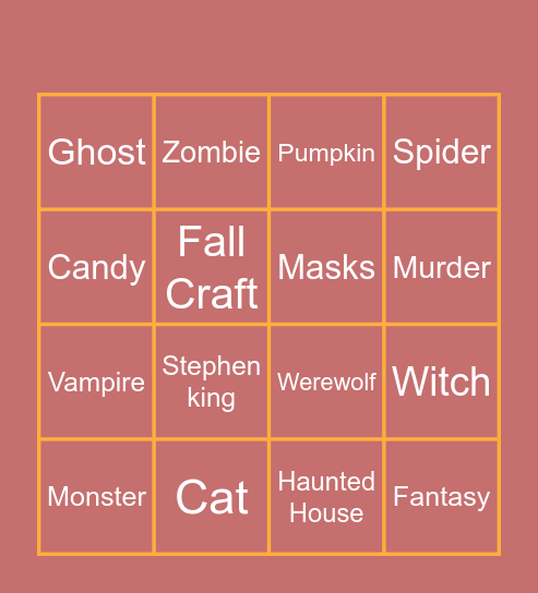 Adult Halloween Bingo Card