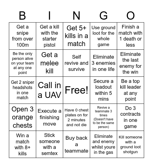 Resurgence Bingo Card