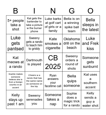 CB Labor Day Weekend Bingo Card