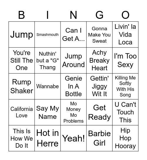 90s/2000s Bingo Card