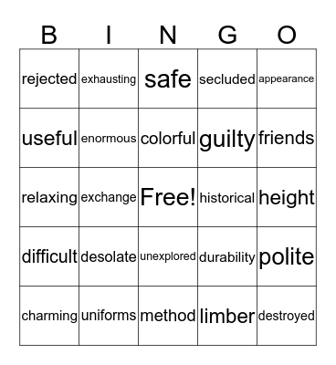 RI Bingo Card