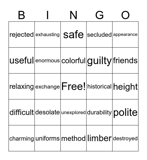 RI Bingo Card