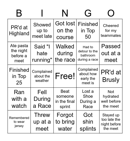 MBS Middle School BINGO Card