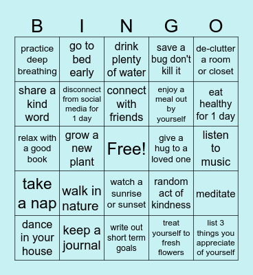 SELF-CARE BINGO Card