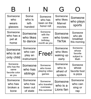 Human Bingo Card