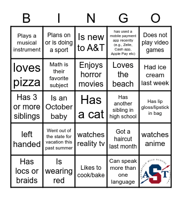 Ice-Ice Breaker! Bingo Card