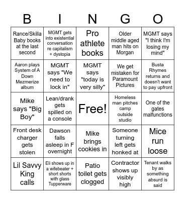 PARAMOUNT BINGO Card
