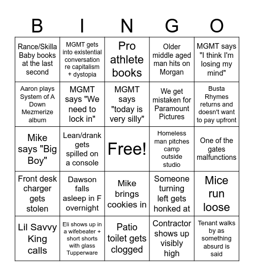 PARAMOUNT BINGO Card