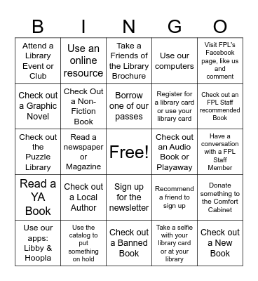 Library Card Sign Up Month Bingo Card