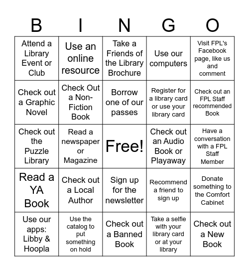 Library Card Sign Up Month Bingo Card