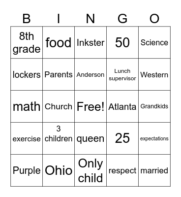 Getting to Know Mrs. Clark Bingo Card