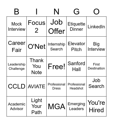 Career Ready Bingo Card