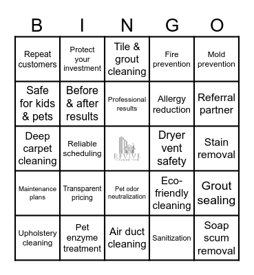 Revive Cleaning Crew Bingo Card