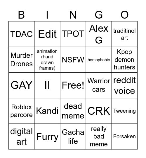 BINGO YT SHORTS Bingo Card