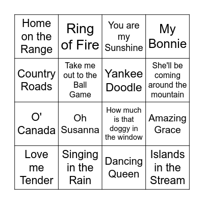 Music BINGO Card