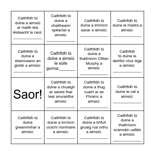 Biongó Daonna ! Bingo Card