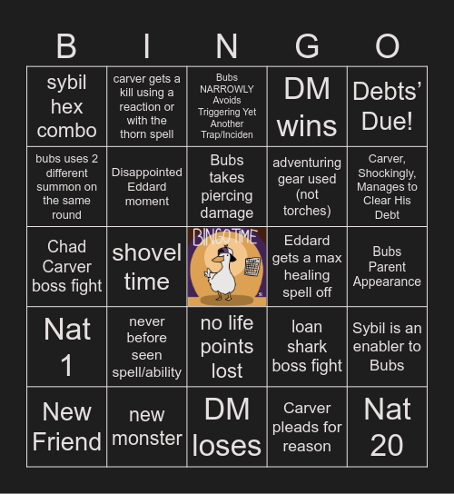 The Devil's Due (IO5e) Ep. 10 | Lurking from on High Bingo Card