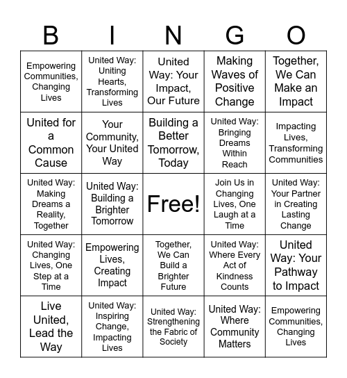 United Way - 2025 Campaign CEK Bingo Card