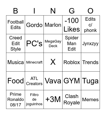 TikTok Bingo Card