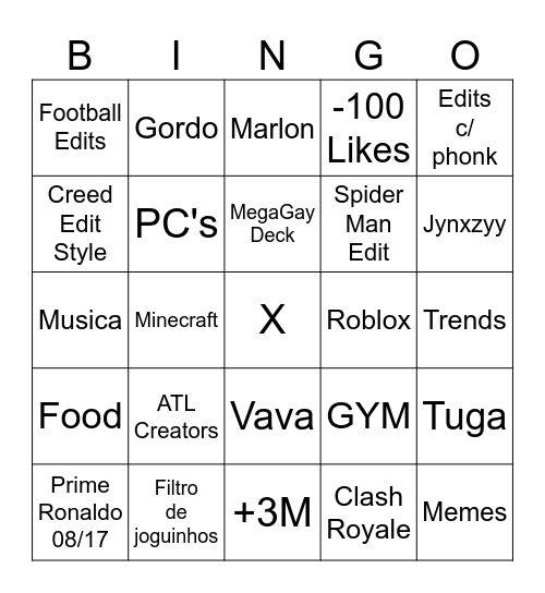 TikTok Bingo Card