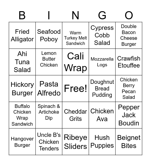 Walk-Ons Bingo Card