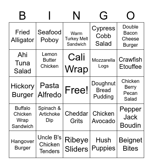 Walk-Ons Bingo Card