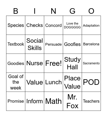 Bingo! (8/29) Bingo Card