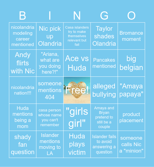 🌴  Love Island USA Reunion  🌴 Bingo Card