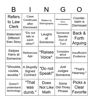 Judy Justice Bingo Card