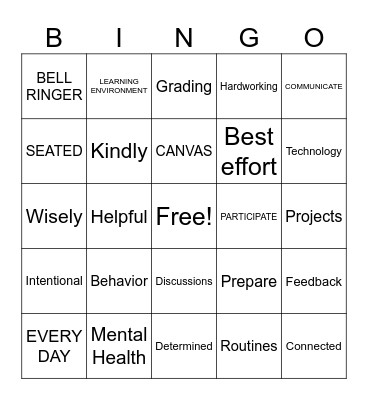 Syllabus Bingo Card