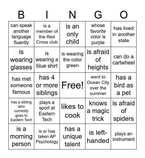 Find someone who... Bingo Card