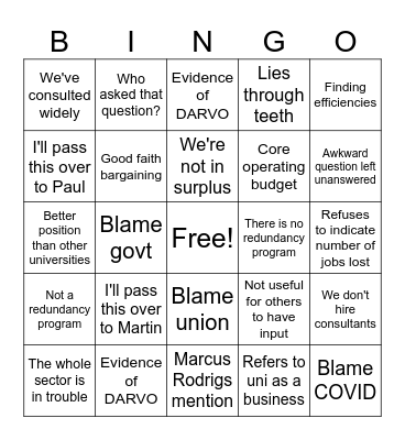 VC BIP BINGO Card