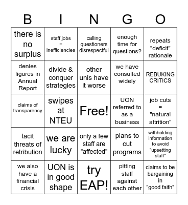 VC's Ask Me Anything BINGO Card
