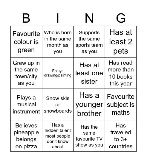 Find someone who... Bingo Card